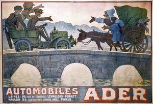 Conflicto entre el carro y el coche, c.1910 (cartel)