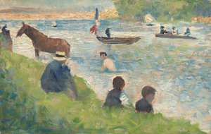 Caballo y Barcos Estudio para Bañistas en Asnières, 1883-1884