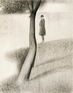 Hombre de pie junto a un árbol; estudio sobre La Grande Jatte de Georges Pierre Seurat