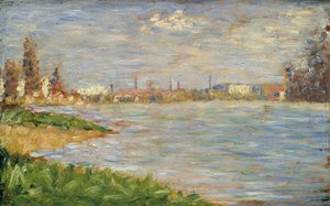 Las orillas del río, c.1883 (óleo sobre tabla) de Georges Pierre Seurat