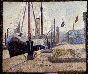 El velero La Maria en el puerto de Honfleur de Georges Pierre Seurat