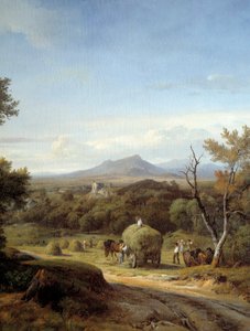 Escena de campo. Detalle de la izquierda. Pintura Georges Prieur (siglo XIX) de Georges Prieur