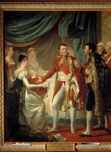 El emperador Napoleón I presenta a su hijo el Rey de Roma a los dignatarios del Imperio el 20/03/1811 en presencia de la emperatriz María Luisa. Pintura de Georges Rouget (1784-1869) 1812. La presentación del Rey de Roma - Napoleón