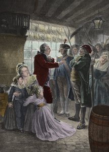 Revolución Francesa: 21 de junio de 1791 La familia real (Luis XVI Rey de Francia, la Reina María Antonieta y sus dos hijos Madame Elisabeth la hermana del rey y la institutriz de los niños) atrapados en la posada de Varennes (Varennes-en-Argonne) durante 