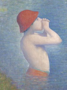 Detalle de Los bañistas en Asnières, 1884 de Georges Seurat