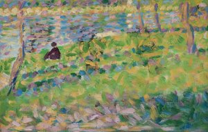 Francés: Paysage, homme assis de Georges Seurat