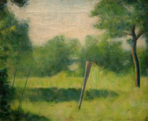 Paisaje con una estaca de Georges Seurat