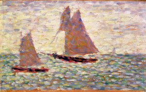Dos veleros en Grandcamp, c.1885 de Georges Seurat