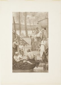 Vida pastoral de Santa Genoveva (panel izquierdo) de Georges William Thornley