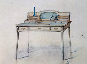 Dibujo para un escritorio Art Nouveau para Bing Atelier, c.1900
