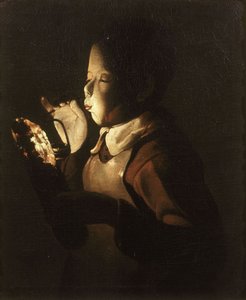 Niño soplando una lámpara de Georges de La Tour