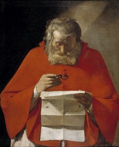 San Jerónimo leyendo una carta, ca. 1628-1629 de Georges de La Tour