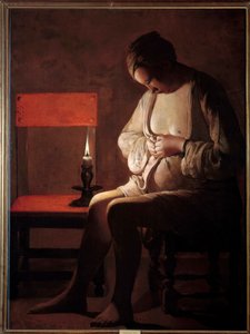 La mujer tiene la pulga de Georges de La Tour