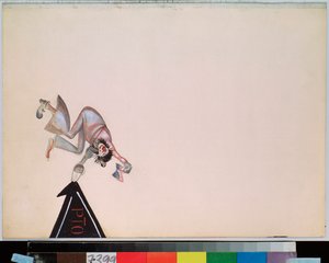 Decoración preparatoria para la opereta ""Girofle Girofla"" (Girofle-Girofla) de Charles Lecocq (1832-1918) (Escenografía para la opereta Girofle Giroflia, de Charles Lecocq) - Obra de Georgi Bogdanovich Yakulov (1884-1928), gouache en papel