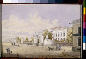 La grande rue Loubianka a Moscou (Russie) (Gran calle Lubyanka en Moscú) - Oeuvre de Georgi Filippovich Baranovsky (1823-1852), aquarelle sur papier,1848 - State Tretyakov Gallery, Moscou (Russie) de Georgi Filippovich Baranovsky