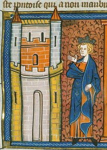 Luis IX delante de la fortaleza, de Chroniques de France ou de St Denis, siglo XIV (22690438696) de Georgia Levan Ramishvili from Tbilisi