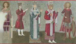 Copia de un fresco que representa a la Reina Thamar (1184-1213) y su padre el Rey Grigori III (1156-1184) de Georgian School