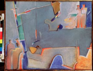 La grúa de elevación - pintura de Georgi Avgustovich Stenberg (1900-1933), óleo sobre lienzo de Georgii Avgustovich Stenberg
