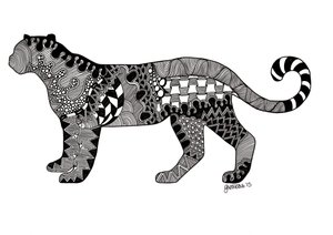El leopardo, 2015 (tinta sobre cartulina) de Georgina Naisbitt
