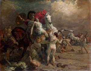 La mujer guerrera herida Camille de Georgiy Konstantinovich Savitsky