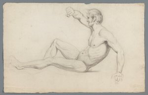 Desnudo masculino sentado, con el brazo levantado de Gerard Allebé