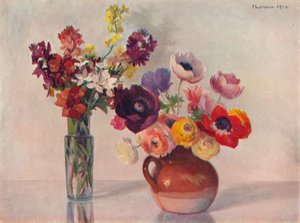 Anémonas y alhelíes, c1909 de Gerard Chowne
