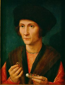 Un orfebre, quizás Jacques Cnoop, suegro de Gerard David ... (óleo sobre madera de roble) de Gerard David