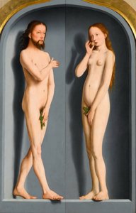 Adán y Eva Tríptico de la Familia Sedano, paneles exteriores de Gerard David