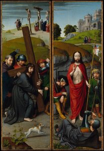 Cristo llevando la cruz, con la crucifixión, la resurrección de Gerard David
