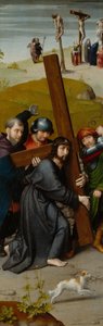 Cristo cargando la cruz, con la crucifixión, c.1510 (óleo sobre tabla de roble) de Gerard David
