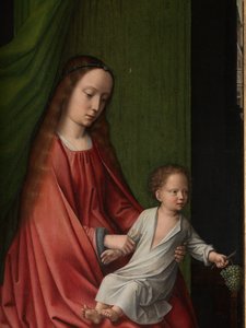Detalle de una tabla exterior del Bautismo de Cristo, c.1502-08 (óleo sobre tabla)