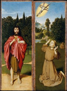 San Juan Bautista, San Francisco recibiendo los estigmas de Gerard David