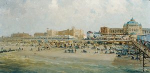 Un día de verano en la playa de Scheveningen junto a la Kurhaus (óleo sobre lienzo)