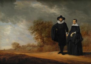 El burgomaestre Cornelis Damasz. van der Gracht y su esposa, Jopken Jacobs, en un paisaje