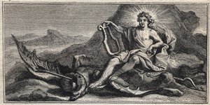 Apolo matando a la Hidra - grabado por Gerard Edelinck por Daniel Halle (1614-1675) de Gérard Edelinck