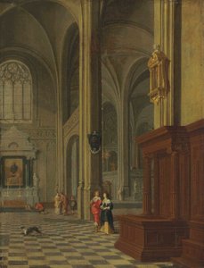 Alemán: Inneres einer Kirche Interior de una iglesia gótica con elegantes figuras