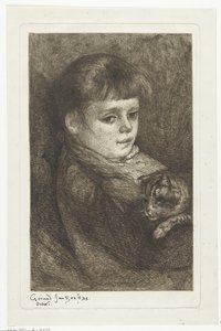 Retrato de Eleonora Bos con gato de Gerard Jan Bos (signed by artist)