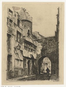 vista de calle En el Steen en Amberes (título sobre el objeto) de Gerard Jan Bos