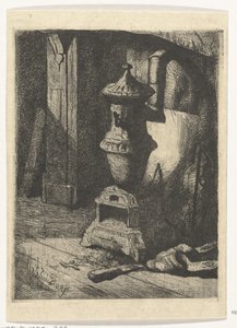 Estudio de un interior con estufa. de Gerard Jan Bos