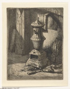 Estudio de un interior con estufa. de Gerard Jan Bos