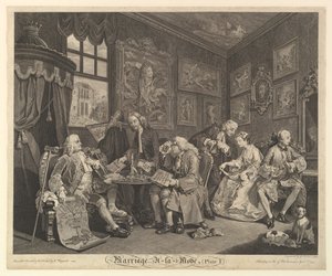 Matrimonio a la Moda, Placa I, 1 de abril de 1745 de Gerard Jean Baptiste Scotin