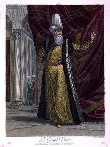 El Gran Visir, con túnica ceremonial y turbante de Gerard Jean Baptiste Scotin