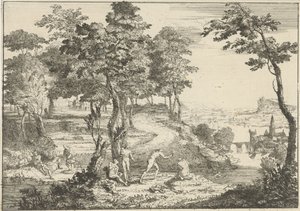 Paisaje con bañistas y pescadores