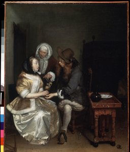 Un vaso de limonada (Un vaso de limonada). Pintura de Gerard Ter Borch el Joven (1617-1681). Óleo sobre lienzo, 67 x 54 cm, hacia 1660. Arte holandés, arte barroco. Museo del Hermitage, San Petersburgo.