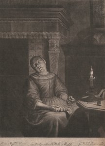 La costurera dormida sentada de Gerard Valk