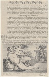Boleto de Rifa para la Pintura de Venus y Cupido después de Miguel Ángel, 1734 de Gerard Vandergucht