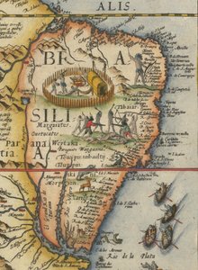 Mapa de América del Sur, 1593 (recortado) de Gerard de Jode