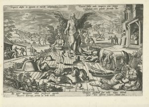 Padre tiempo en medio de escenas de mal comportamiento Temporis abusus in ignauta et muridi uoluptatibus (...) (título sobre el objeto) Alegorías moralizantes del tiempo (título de la serie) de Gerard de Jode