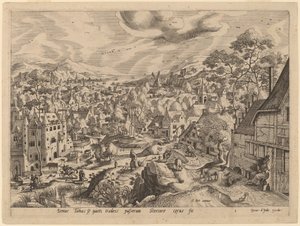 Tobías Cegado por el Gorrión mientras Dormía de Gerard de Jode after Hans Bol