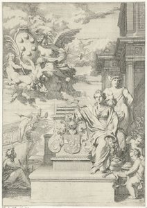 Alegoría del comercio y el escudo de armas de la familia de De Medici de Gerard de Lairesse